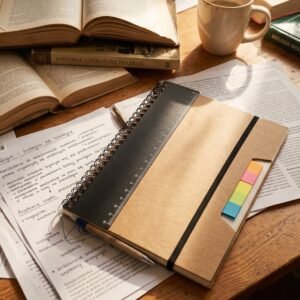 Notebook A5 dotted with sticky markers CATHARINA brown