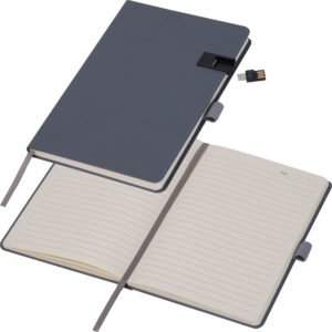 Lined notebook with 16 GB USB FRANCESCO dark grey