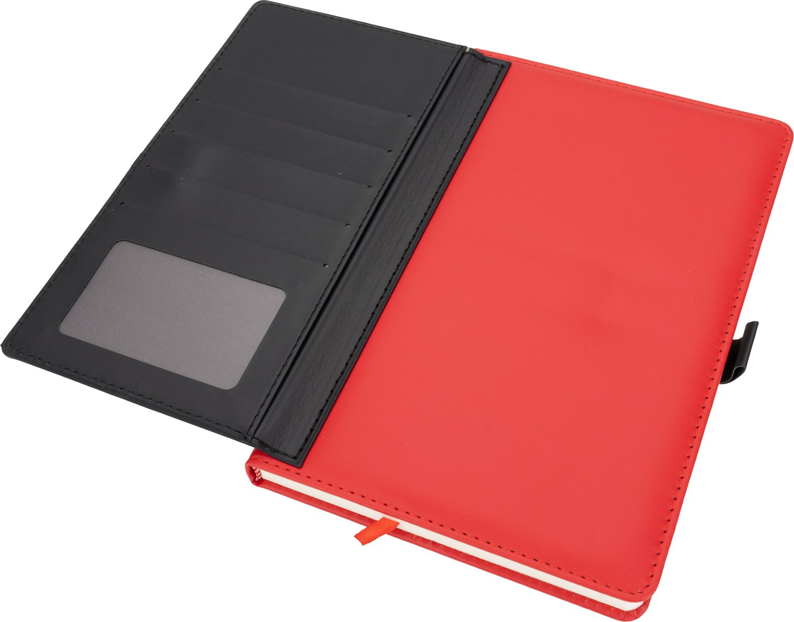 Notebook A5 lined with business card holder MARTIN red - Image 3