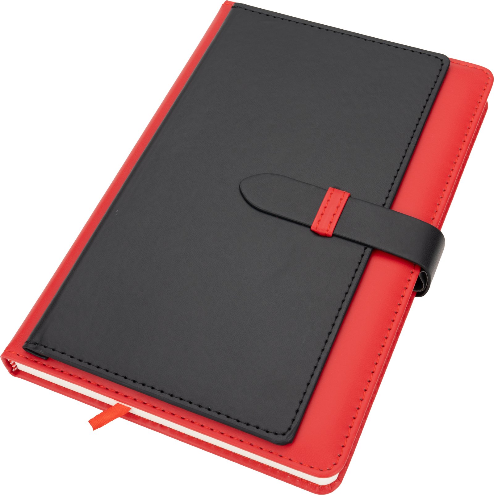 Notebook A5 lined with business card holder MARTIN red - Image 2