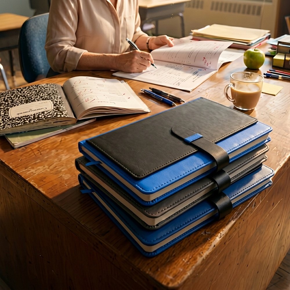 Notebook A5 lined with business card holder MARTIN blue