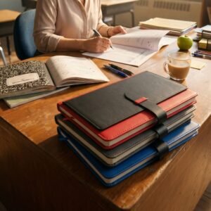 Notebook A5 lined with business card holder MARTIN red