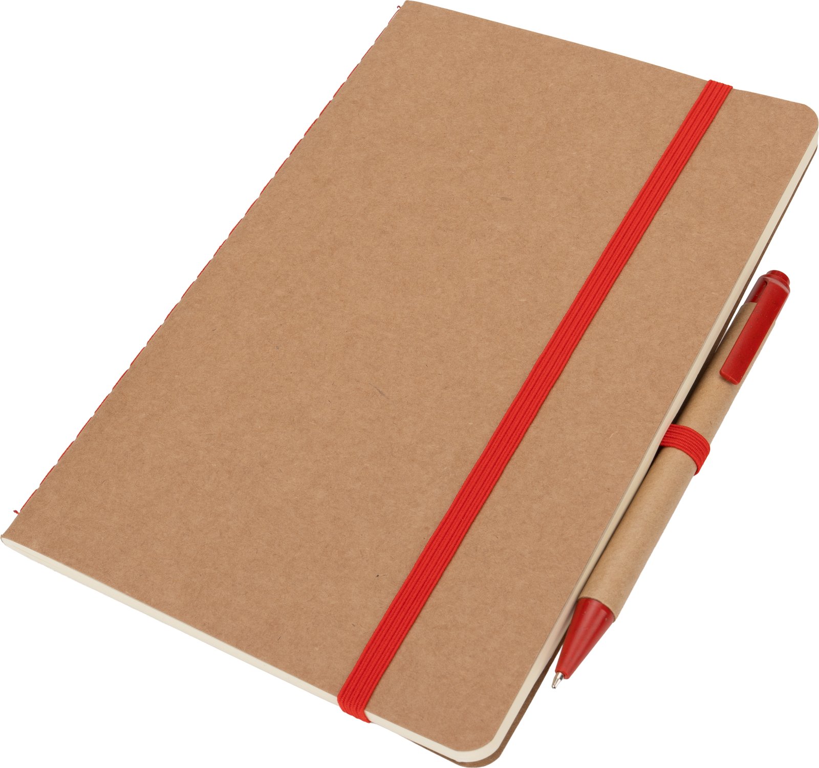 A5 notebook with blank pages and pen made of recycled materials CHLOE red - Image 2