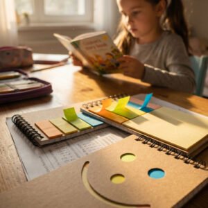 Notebook squared with sticky notes markers MANLIO brown
