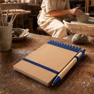 Notebook lined with pen EUGENIO blue