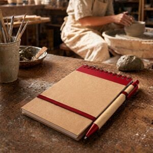 Notebook lined with pen EUGENIO red