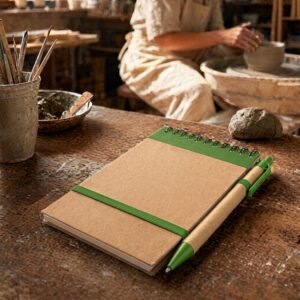 Notebook lined with pen EUGENIO green