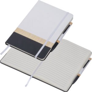 A5 Notebook with Pen made of Recycled Materials AVA white