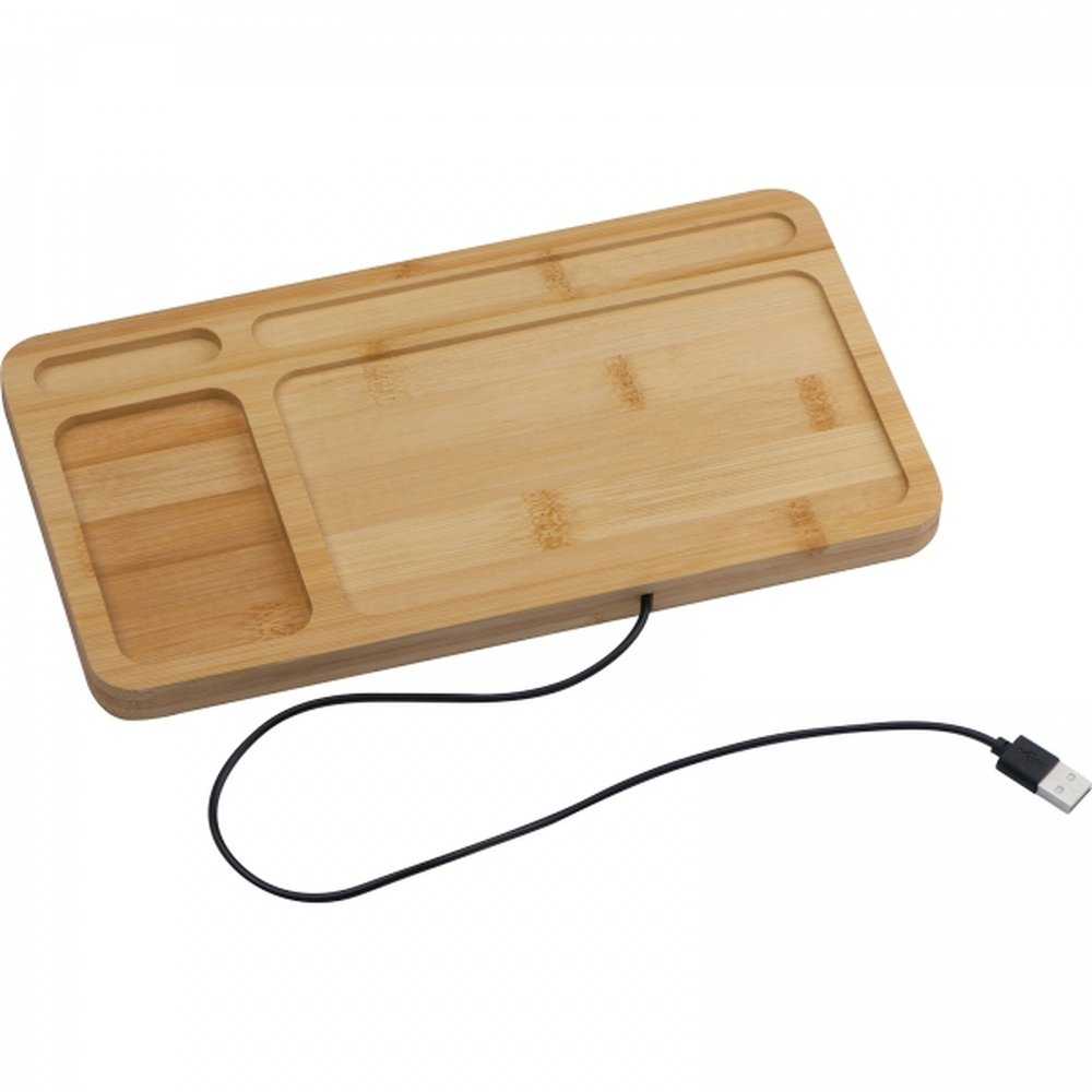 Desk organizer with wireless charger ISABELLE beige - Image 4