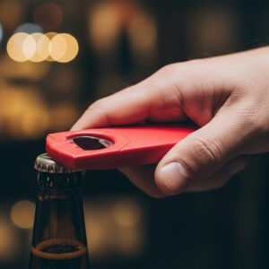 Plastic bottle opener UGO red