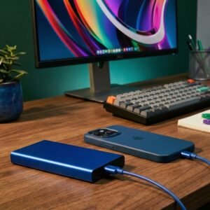 10000 mAh Power Bank made of Recycled Aluminum GIORGIA blue