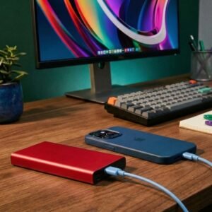 10000 mAh Power Bank made of Recycled Aluminum GIORGIA red