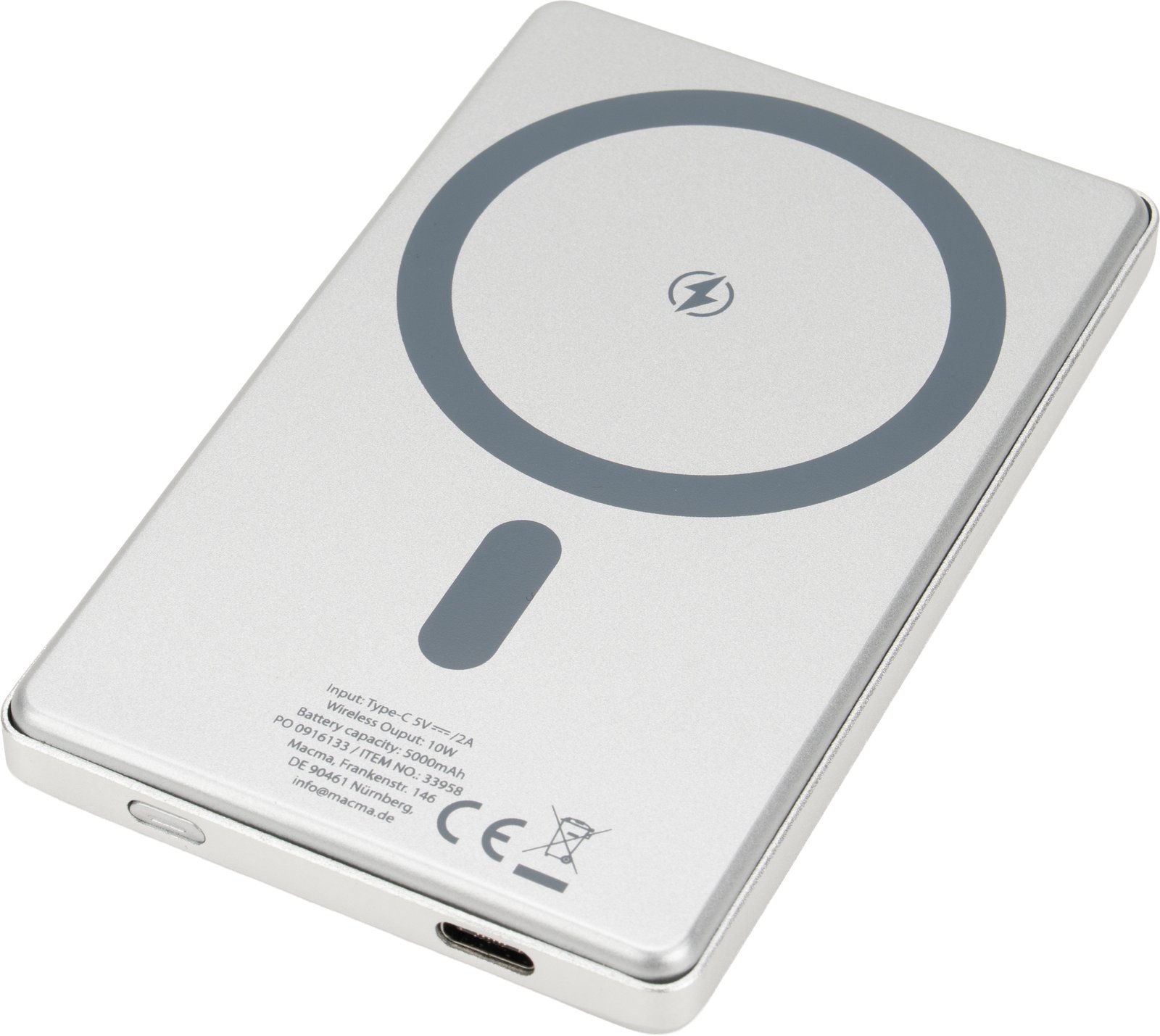 Power bank 5000 mAh with MagSafe wireless charger OLIMPIA grey - Image 2