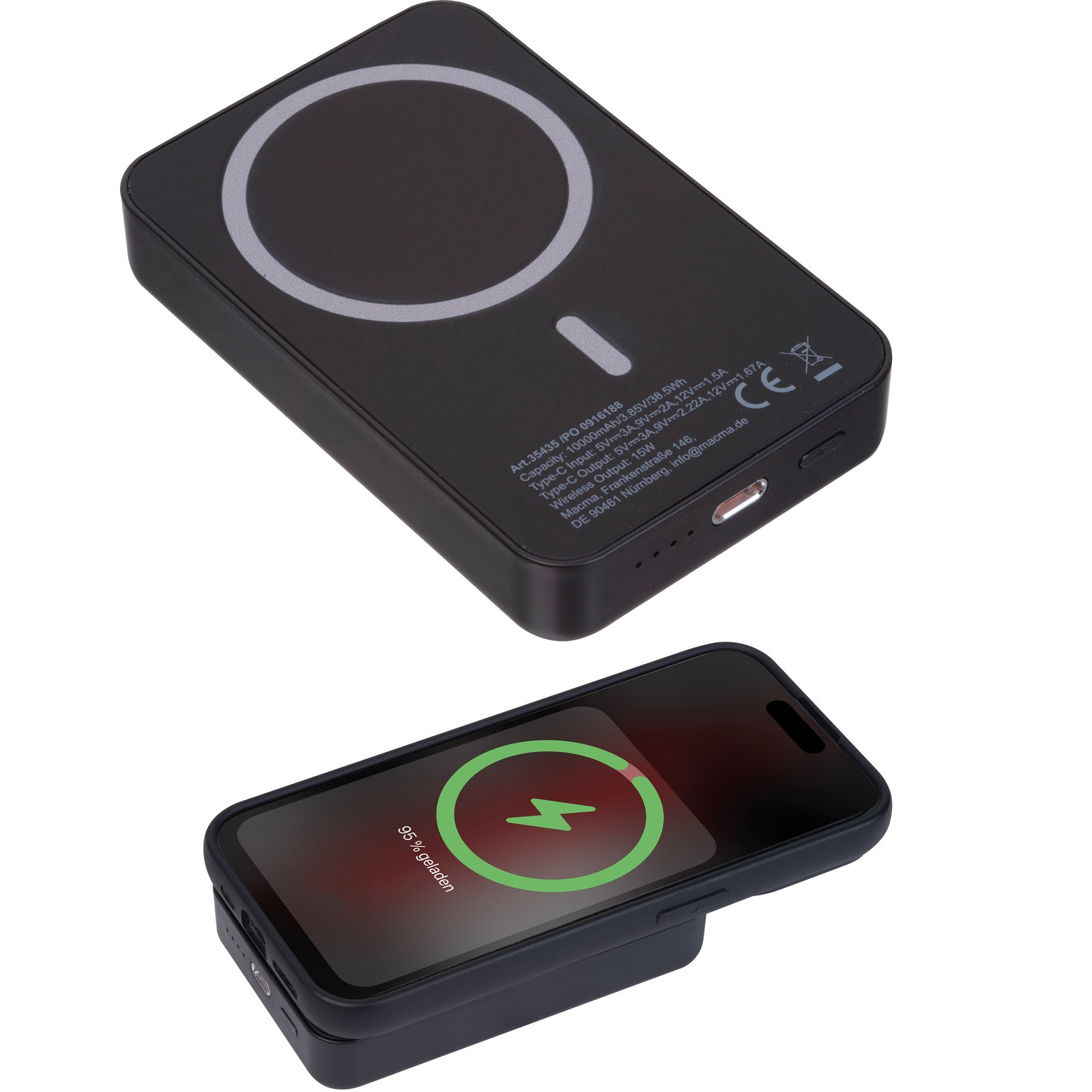 Magnetic power bank 10 000 mAh DONNA black - Image 2