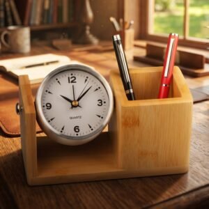 Desk stand with clock VERNON beige