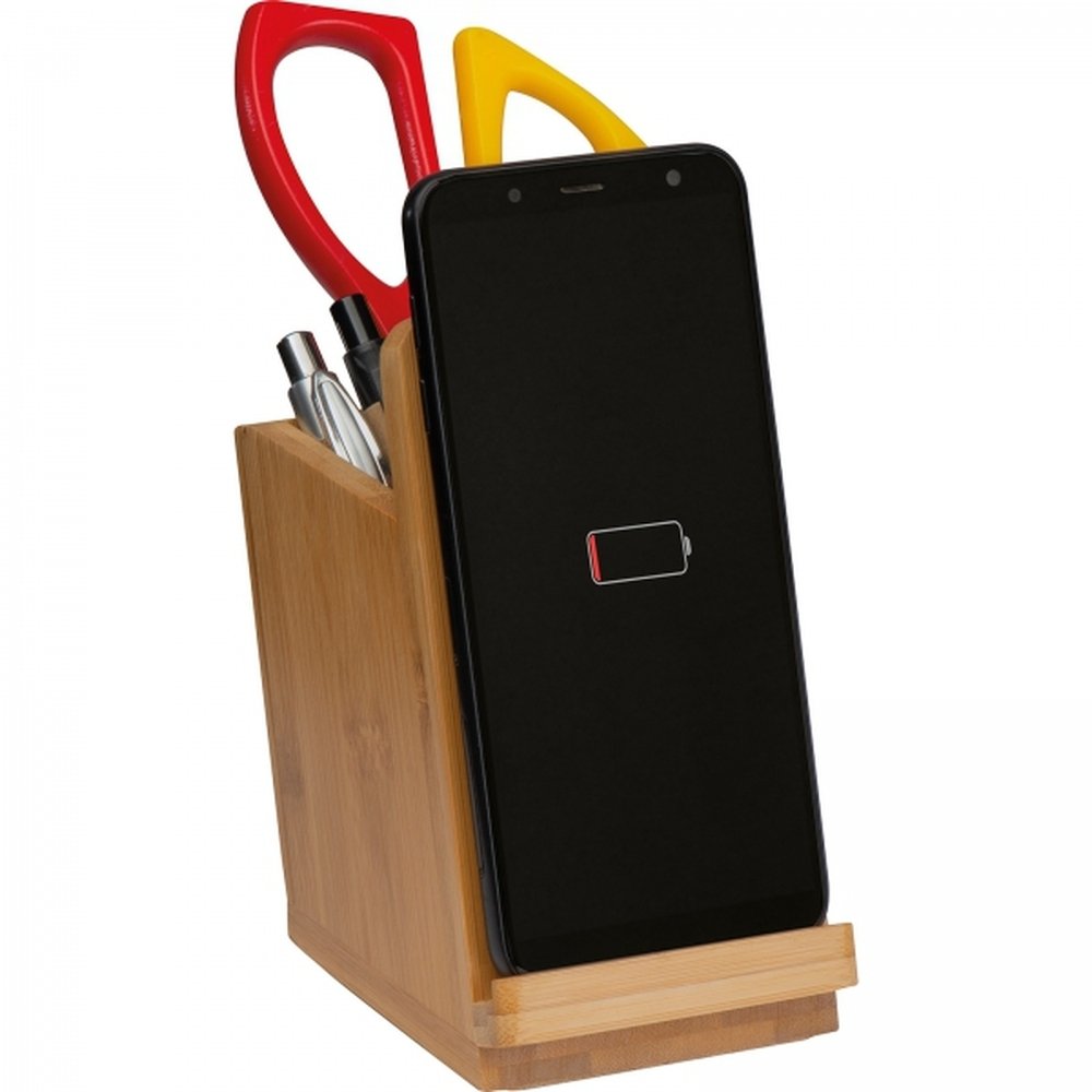 Phone stand with wireless charger JULIUS beige - Image 3