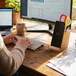 Phone stand with wireless charger JULIUS beige