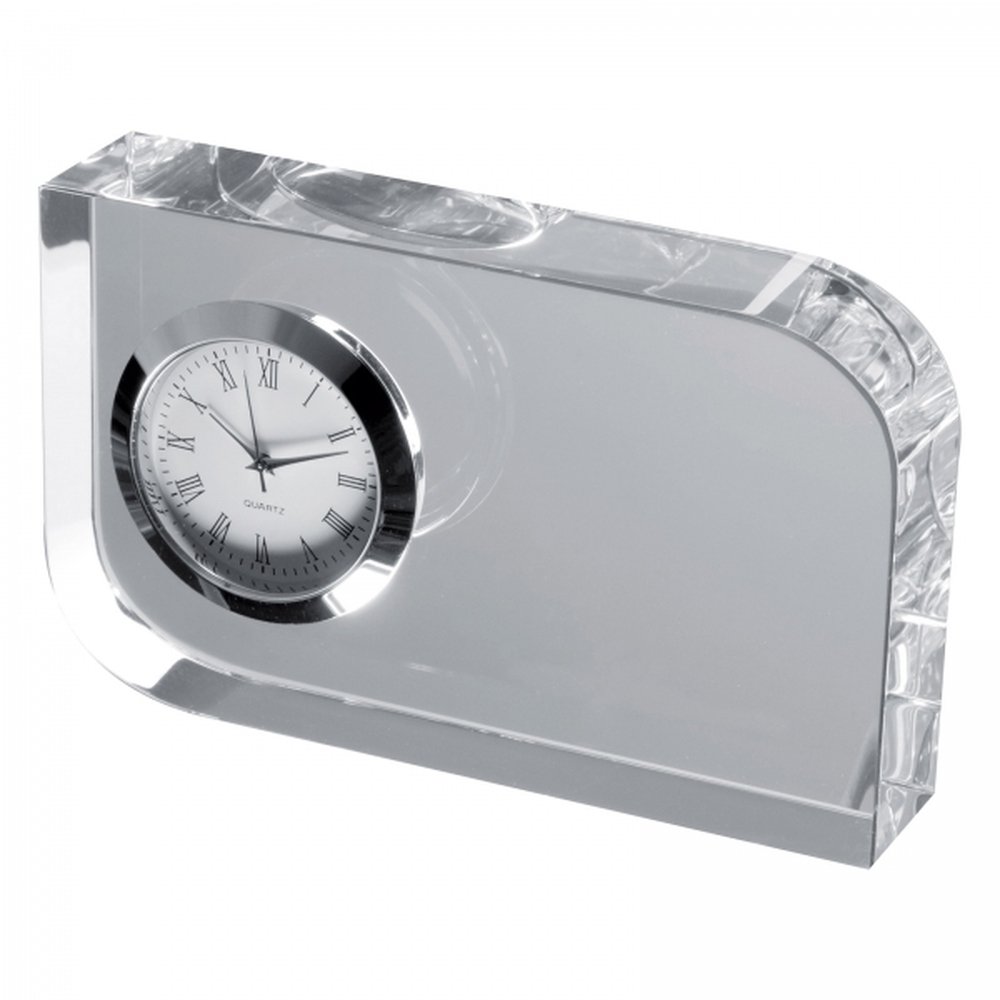 Glass block with clock GERALD transparent