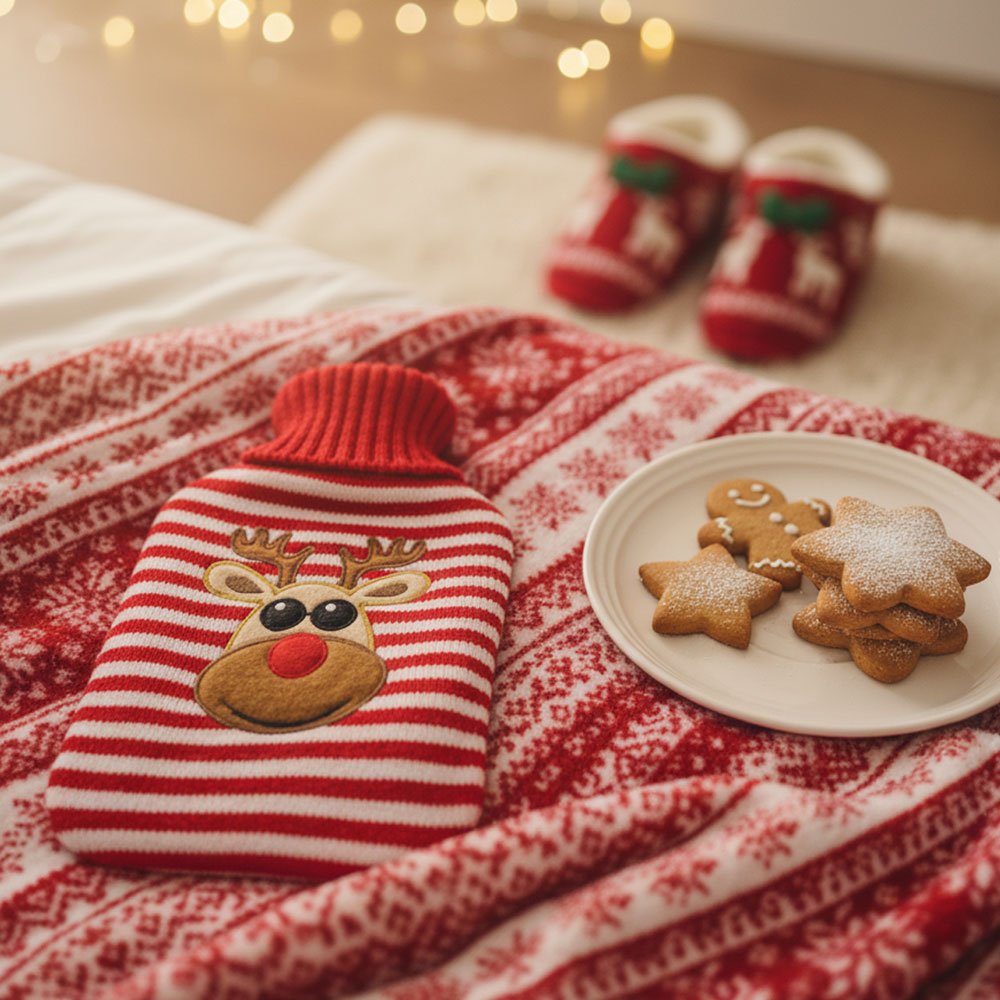 Christmas hot water bottle PASQUALE red
