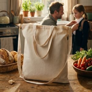 Cotton bag with 3 handles 140 g/m² ABIGAIL white