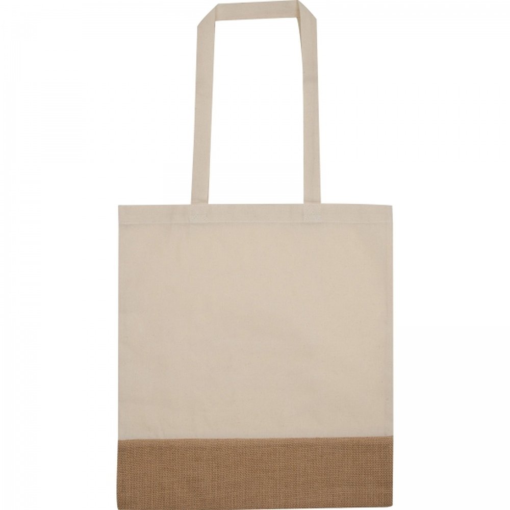 Cotton bag with jute bottom 140 g/m2 DOREEN white - Image 3