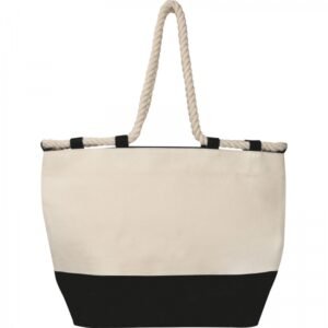 Cotton and jute beach bag LIANA black