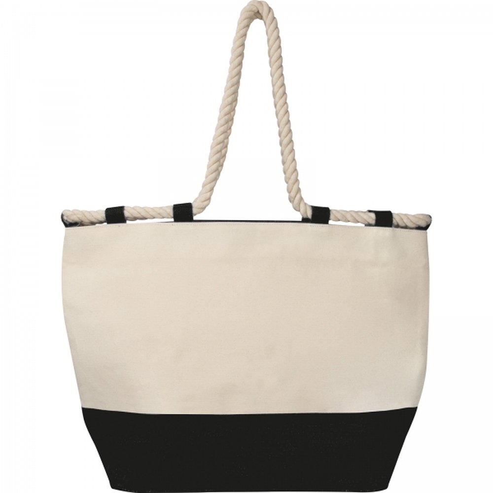 Cotton and jute beach bag LIANA black