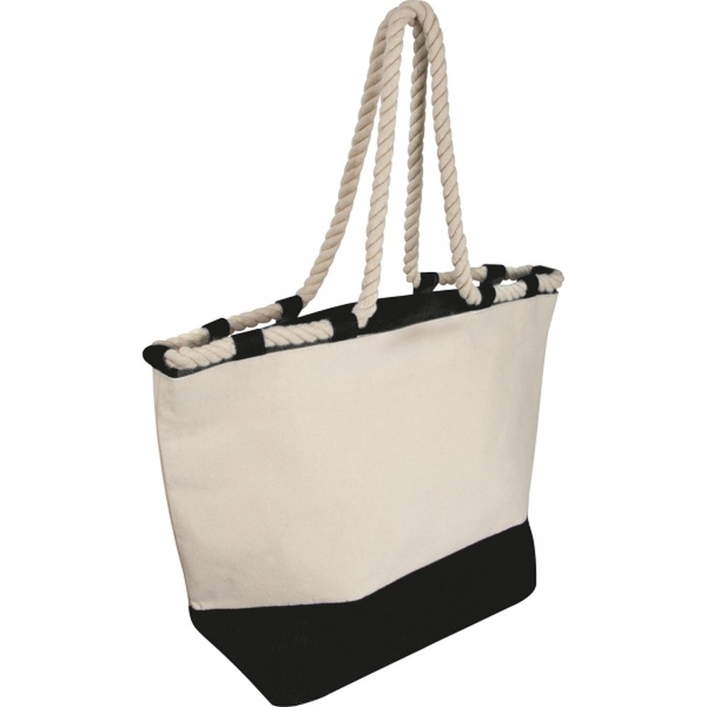 Cotton and jute beach bag LIANA black - Image 2