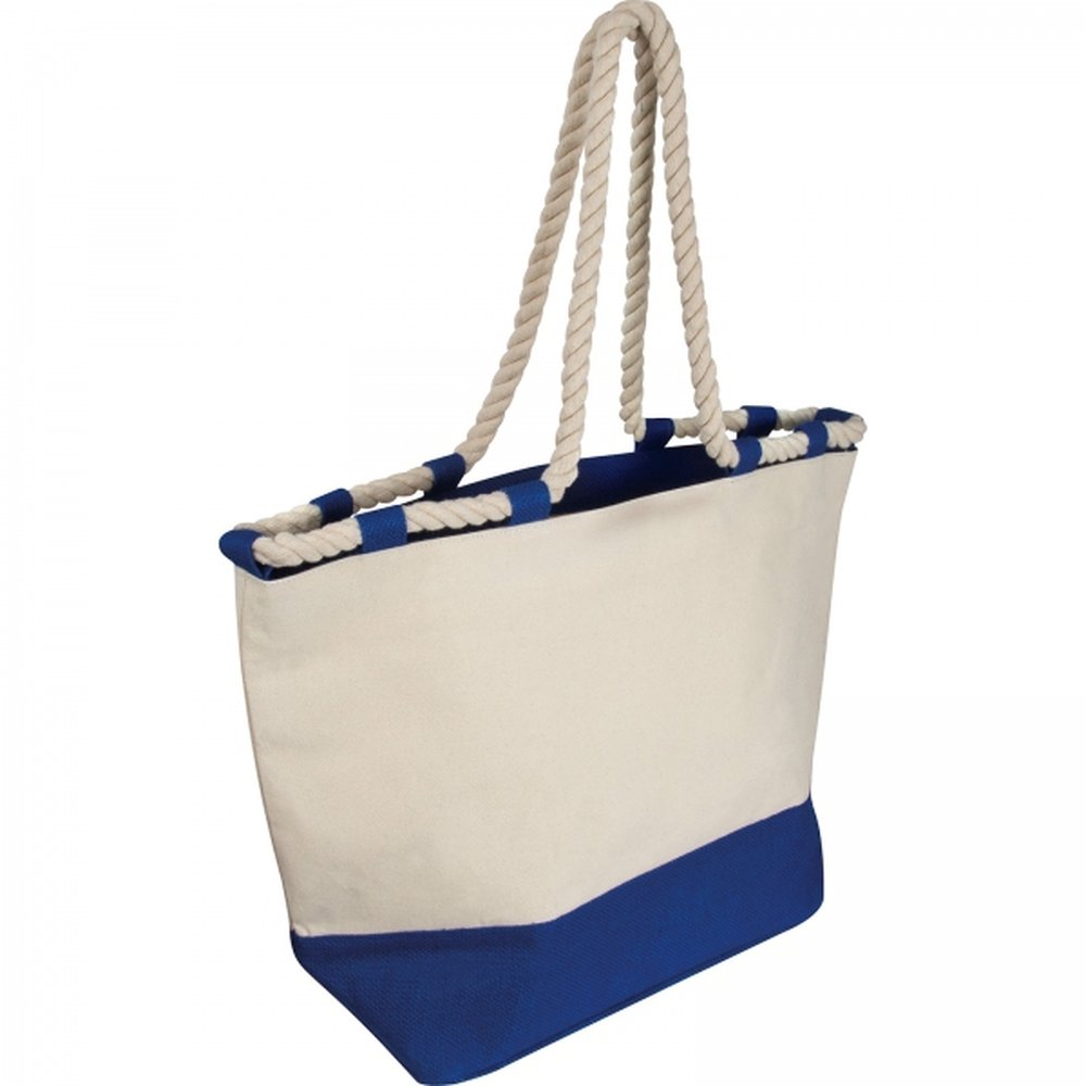 Cotton and jute beach bag LIANA blue - Image 2