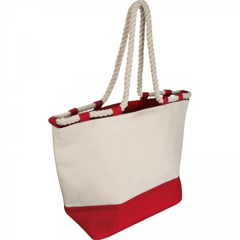 Cotton and jute beach bag LIANA red - Image 2