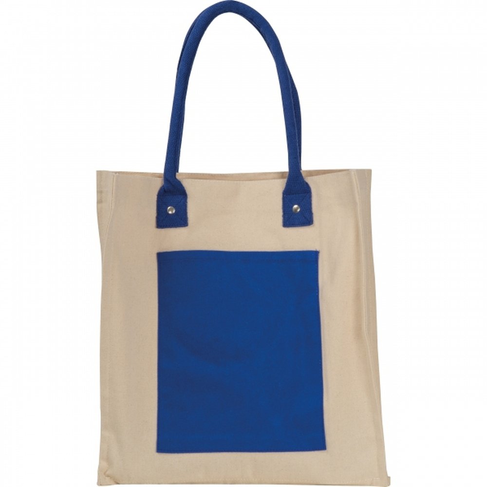 Canvas bag with long handles 320 g/m2 RODOLFO blue - Image 2