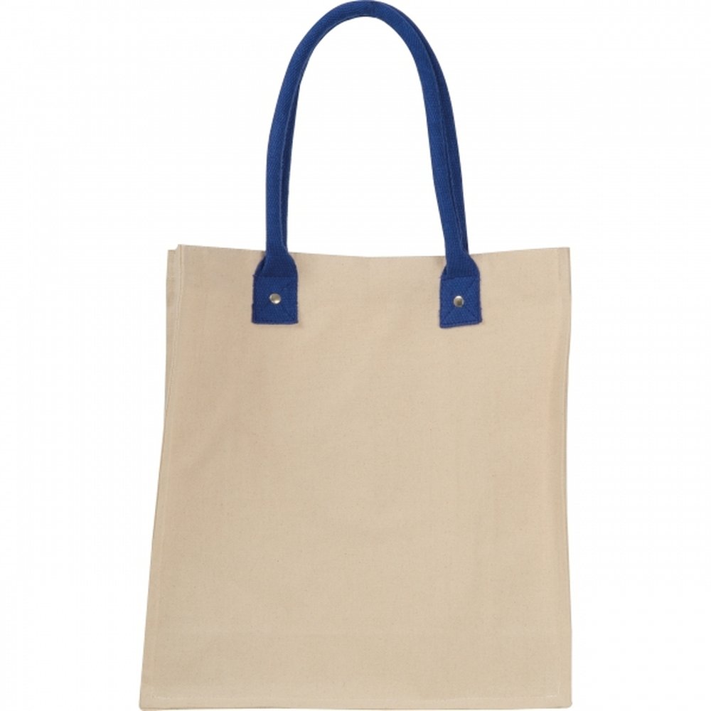 Canvas bag with long handles 320 g/m2 RODOLFO blue - Image 3