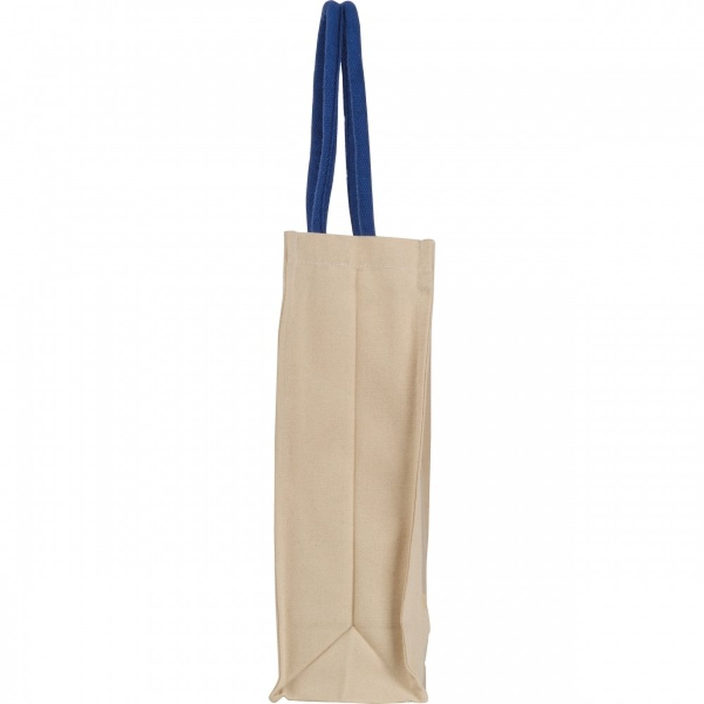 Canvas bag with long handles 320 g/m2 RODOLFO blue - Image 4