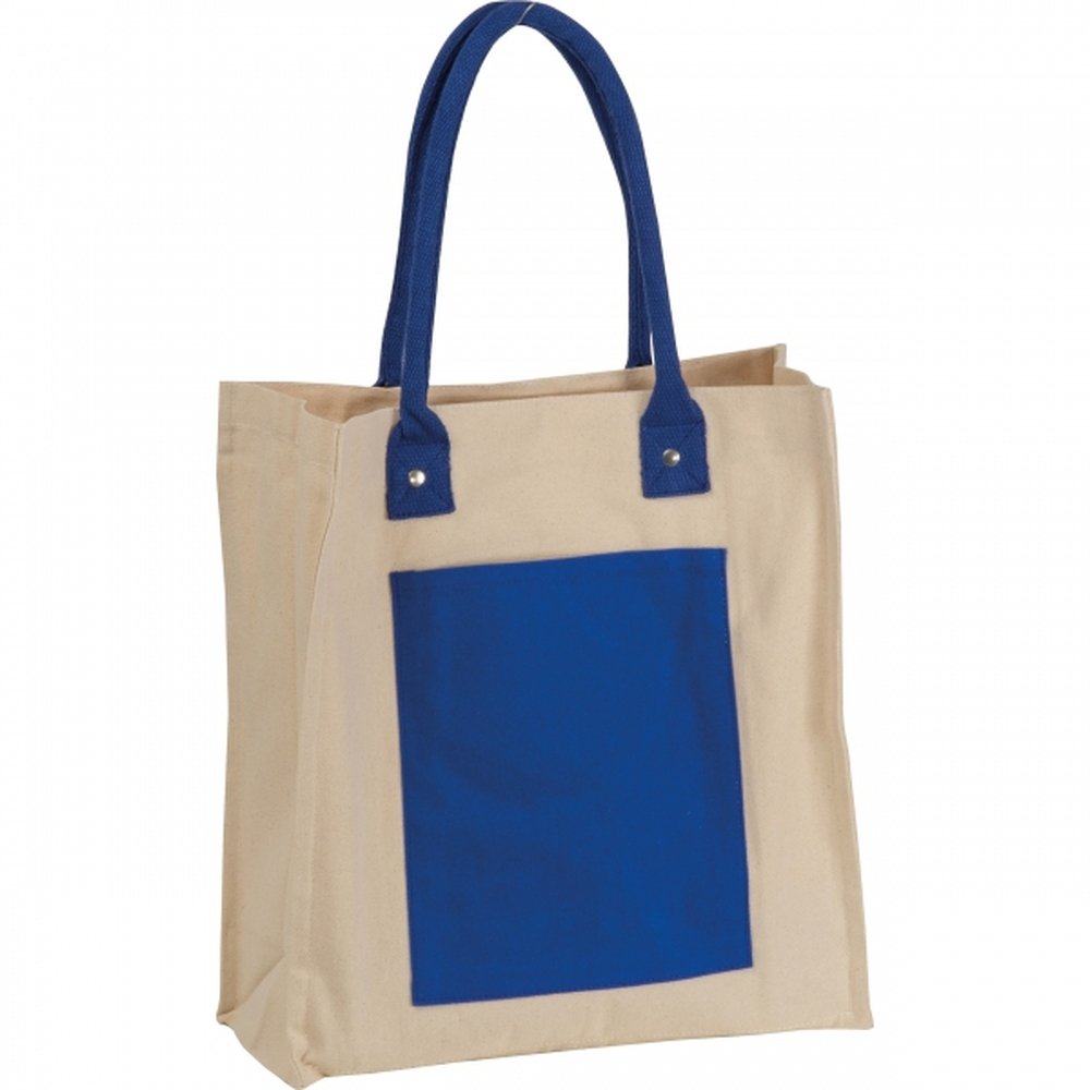 Canvas bag with long handles 320 g/m2 RODOLFO blue