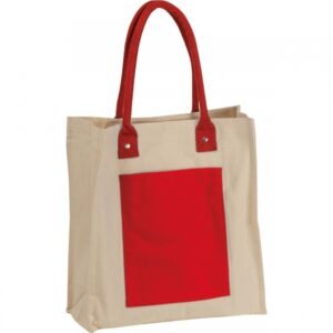 Canvas bag with long handles 320 g/m2 RODOLFO red