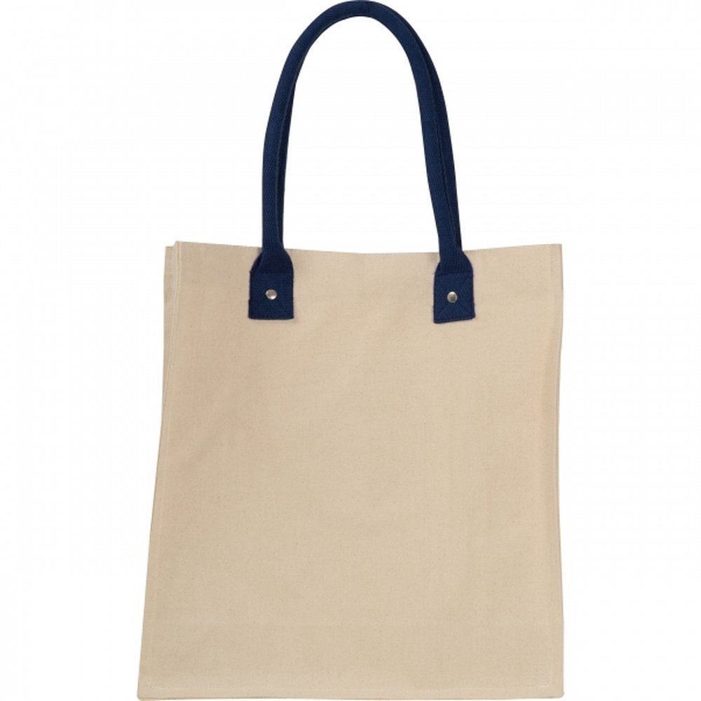 Canvas bag with long handles 320 g/m2 RODOLFO navy blue - Image 3