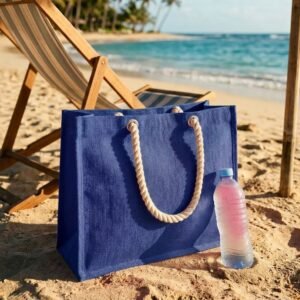 Jute bag with wallet MILDRED blue
