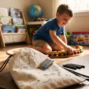 Coloring bag with crayons THEA white