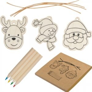 Christmas tree hangings for coloring with crayons PABLO beige