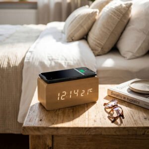 Clock with inductive charger DELILAH beige