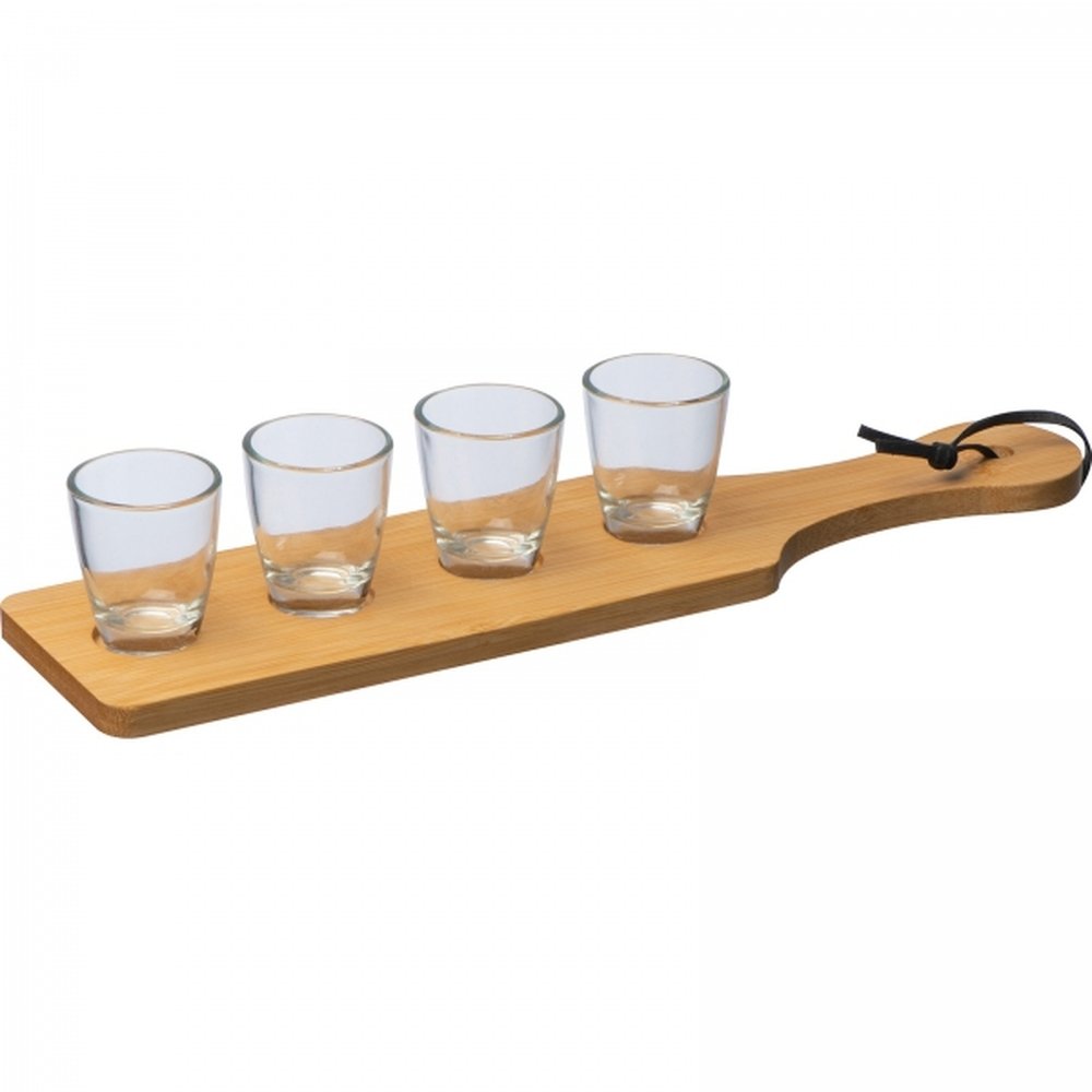 Set of 4 glasses 30 ml and a saucer KASPAR beige
