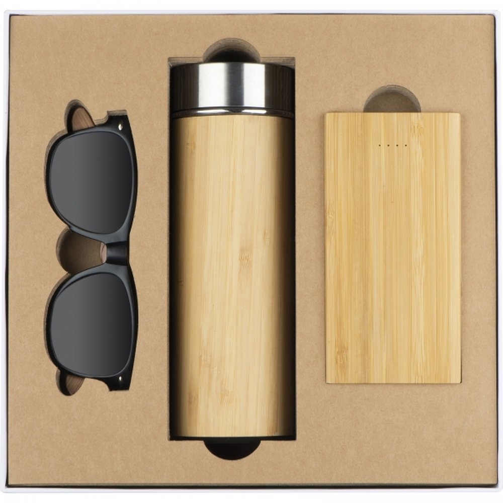 Set 350 ml bottle, glasses, 8000 mAh power bank EMILIA white - Image 3
