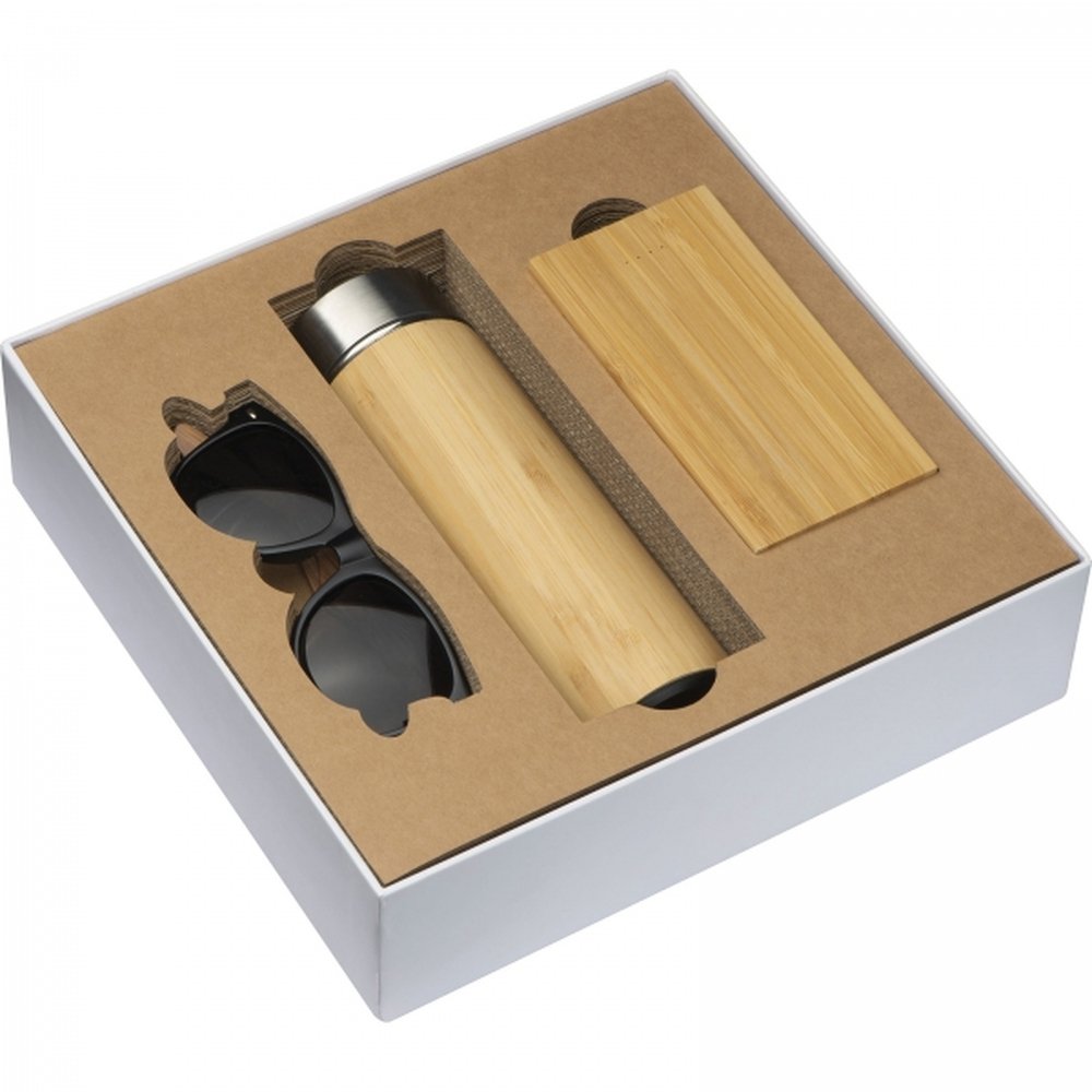 Set 350 ml bottle, glasses, 8000 mAh power bank EMILIA white - Image 4