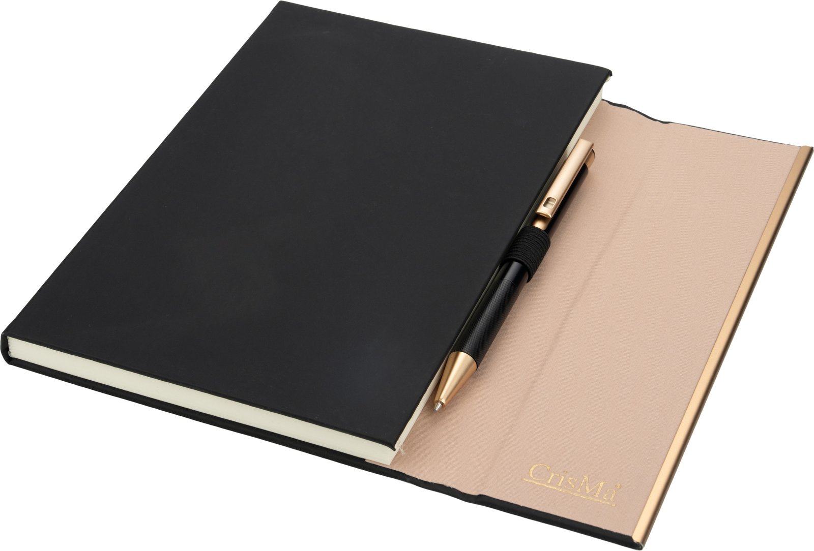 Set of A5 lined notebook and CrisMa pen made of recycled leather MAGGIE black - Image 2