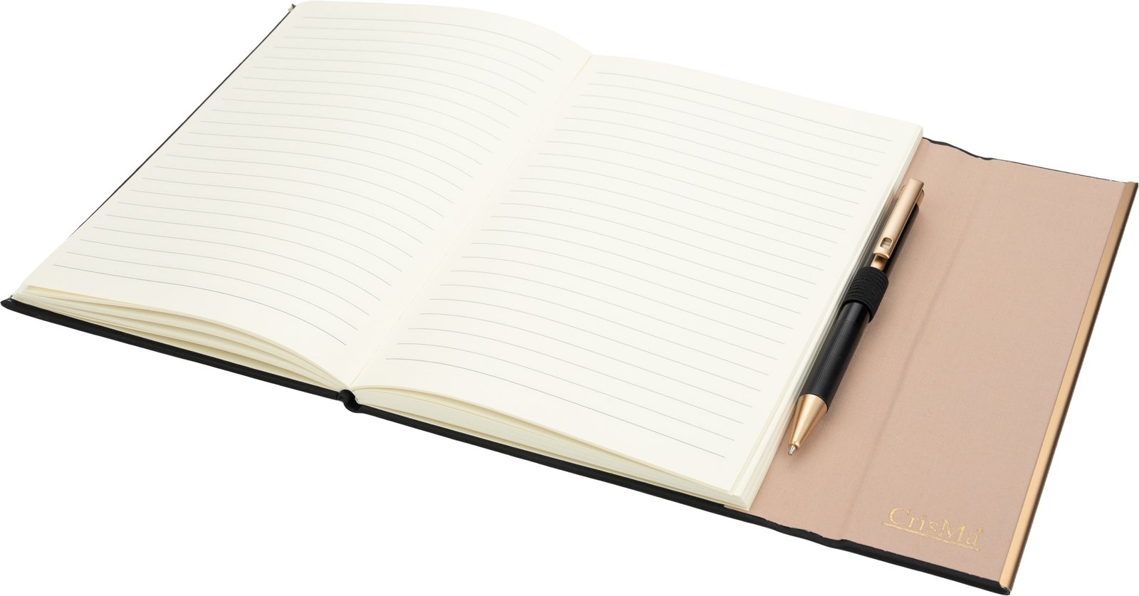 Set of A5 lined notebook and CrisMa pen made of recycled leather MAGGIE black - Image 3