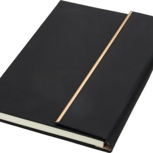 Set of A5 lined notebook and CrisMa pen made of recycled leather MAGGIE black