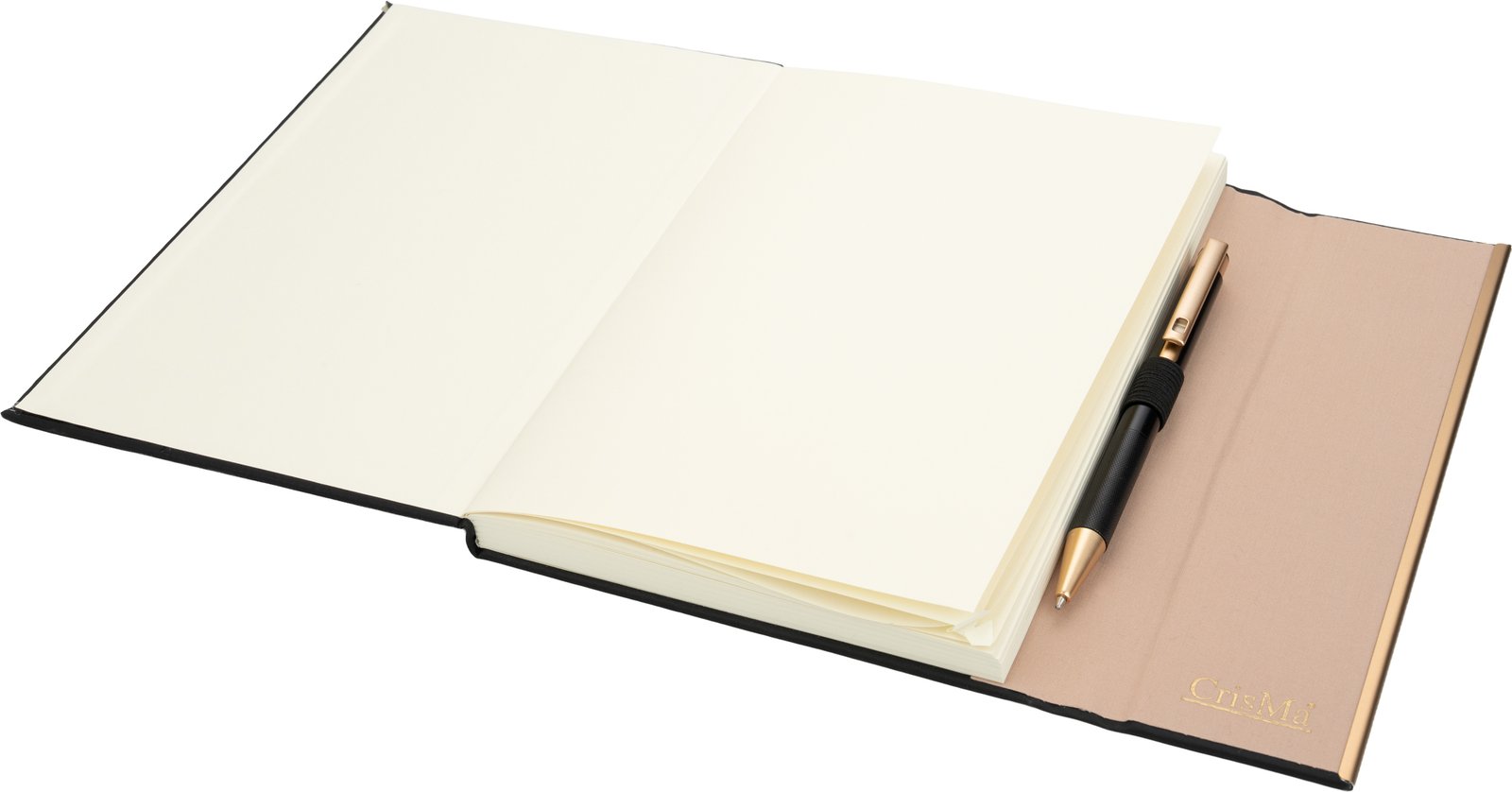 Set of A5 lined notebook and CrisMa pen made of recycled leather MAGGIE black - Image 4