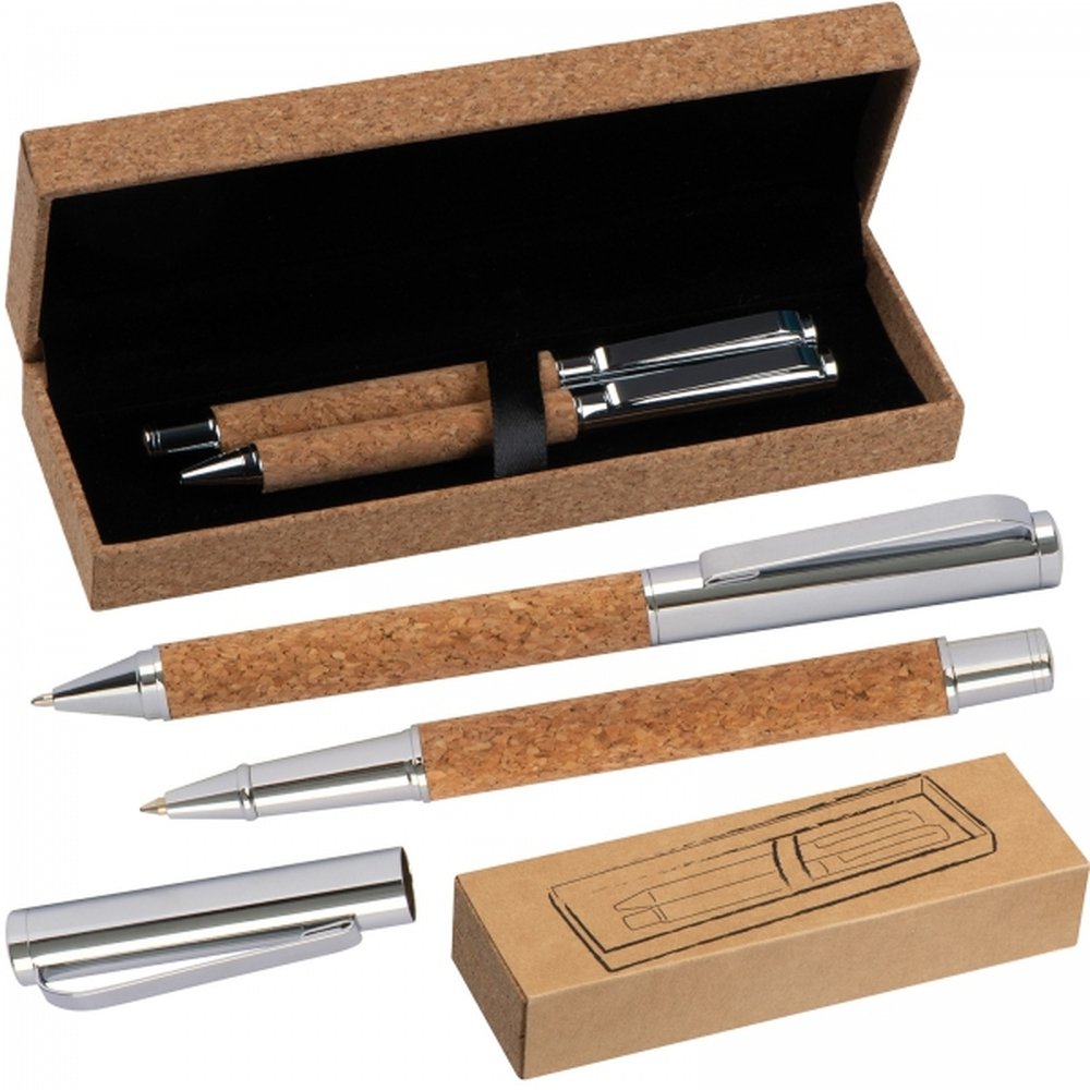 Writing set ballpen and rollerball pen TEOFIL brown