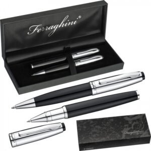 Writing set ballpen and rollerball pen Ferraghini ANASTAZJA black