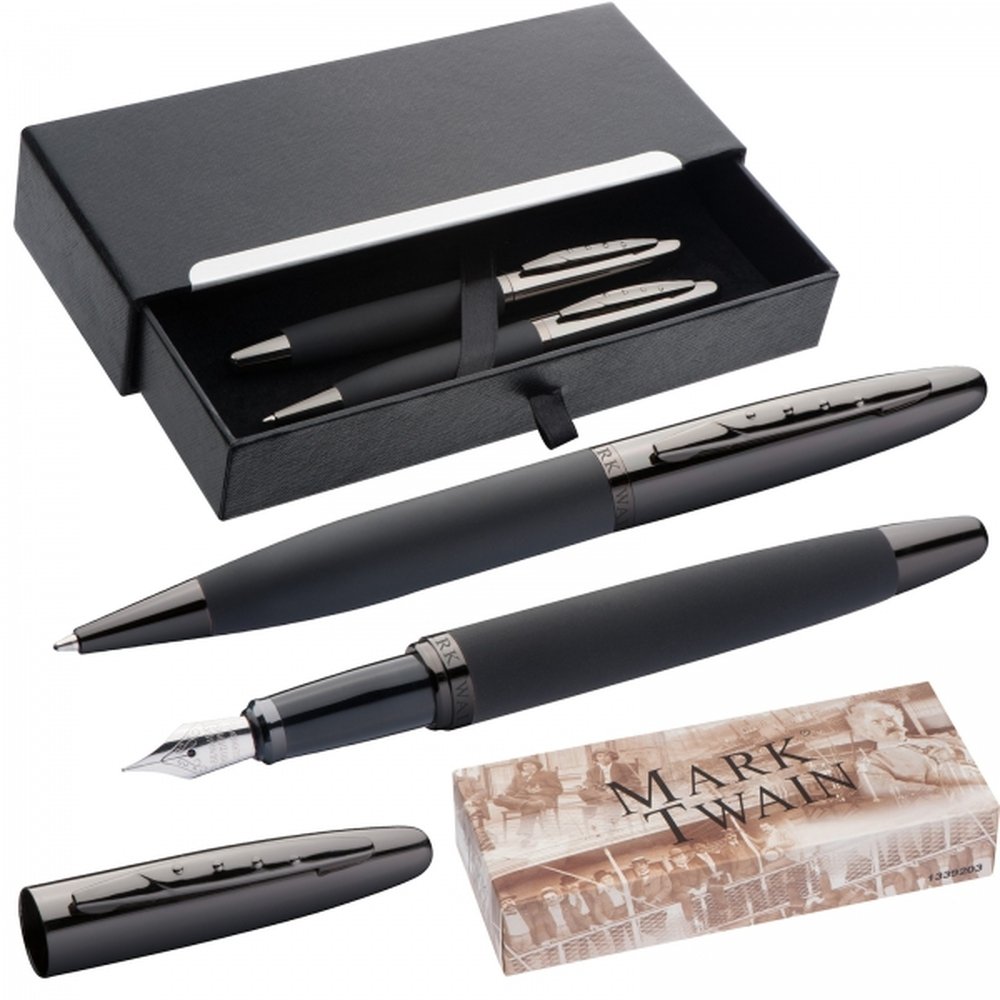 Writing set ballpen and fountain pen Mark Twain VALENTIN black